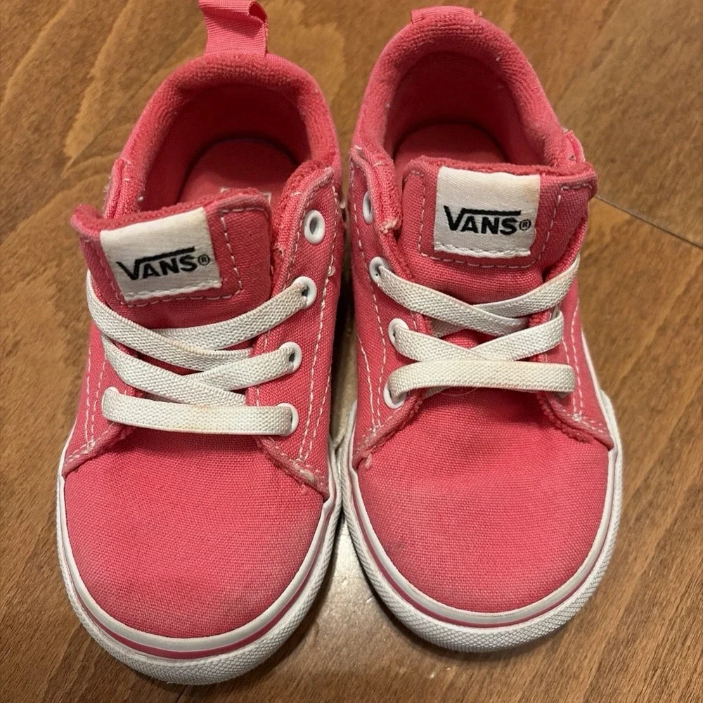 Vans Toddler Ward Pink Slip-On Canvas Skate Shoes Size 7 EUC